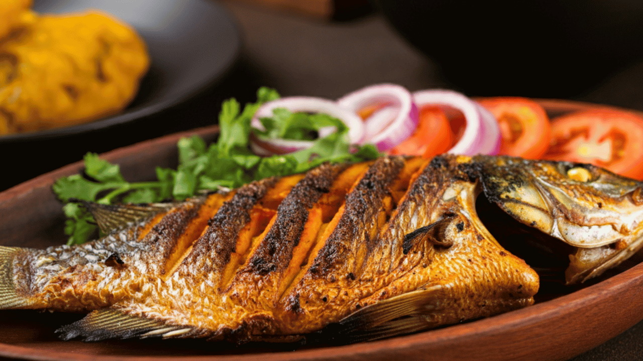 Grilled fish with vegetables