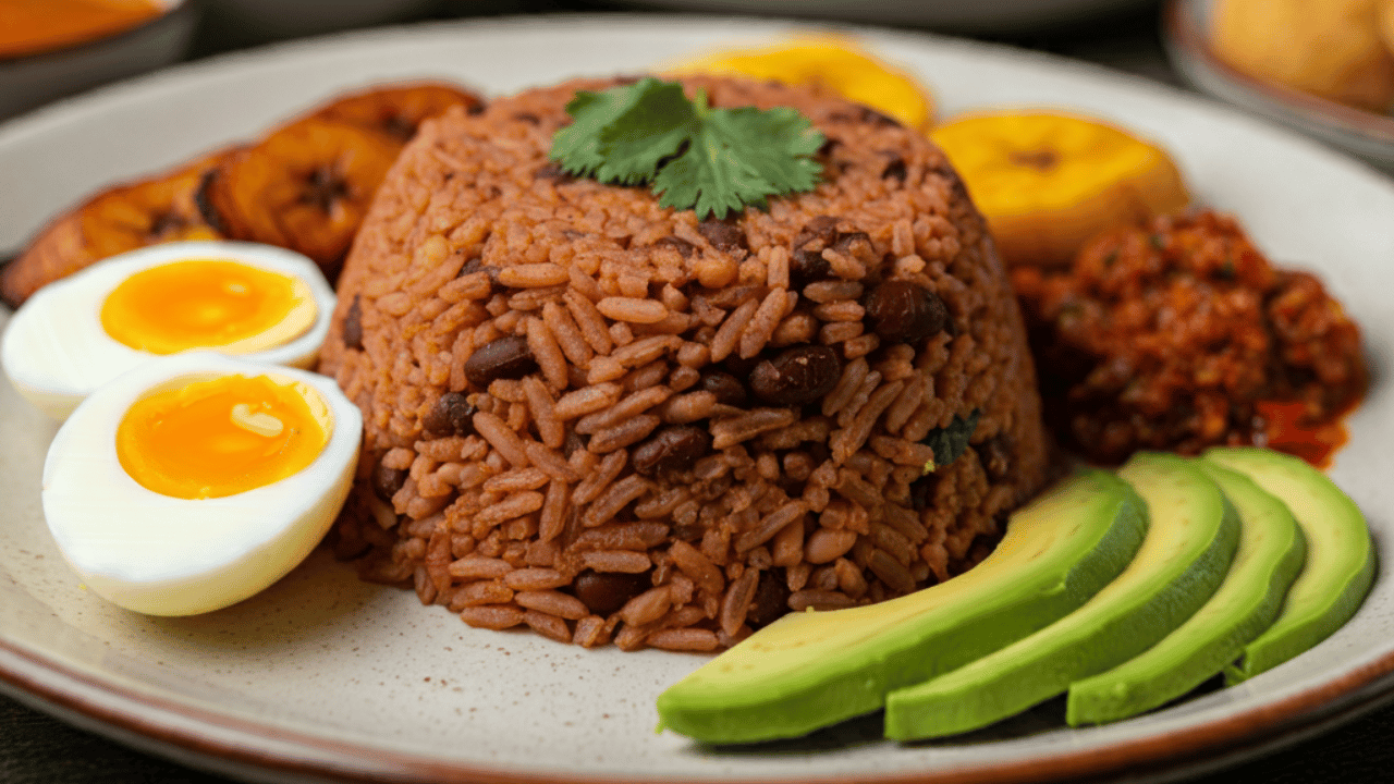 Rice and beans with sides