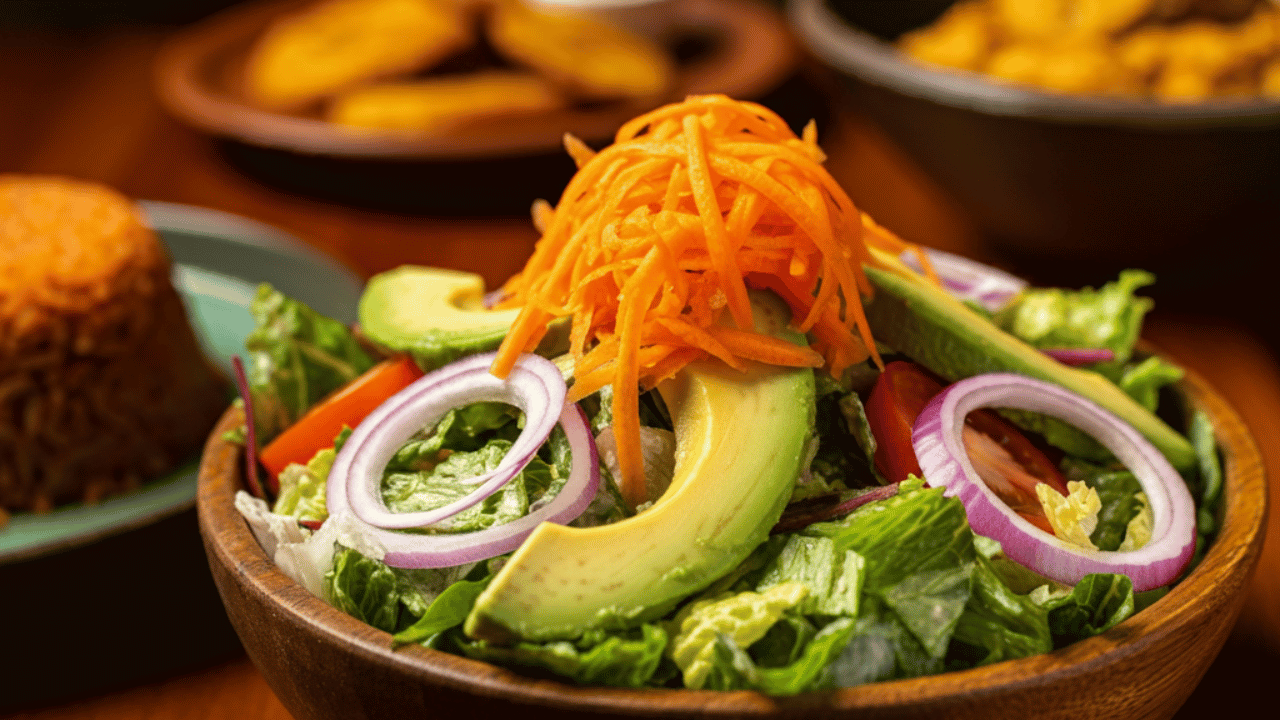 Salad with avocado and vegetables